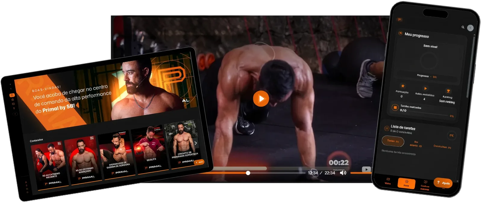 App SB Primal no tablet, na TV e no celular